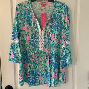 Lilly Pulitzer sz Med Hollie Tunic in soleil pink